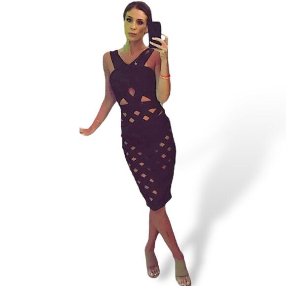 SEXY Cutout WOW Couture Burgundy BANDAGE DRESS |Size: Small| - Picture 1 of 13
